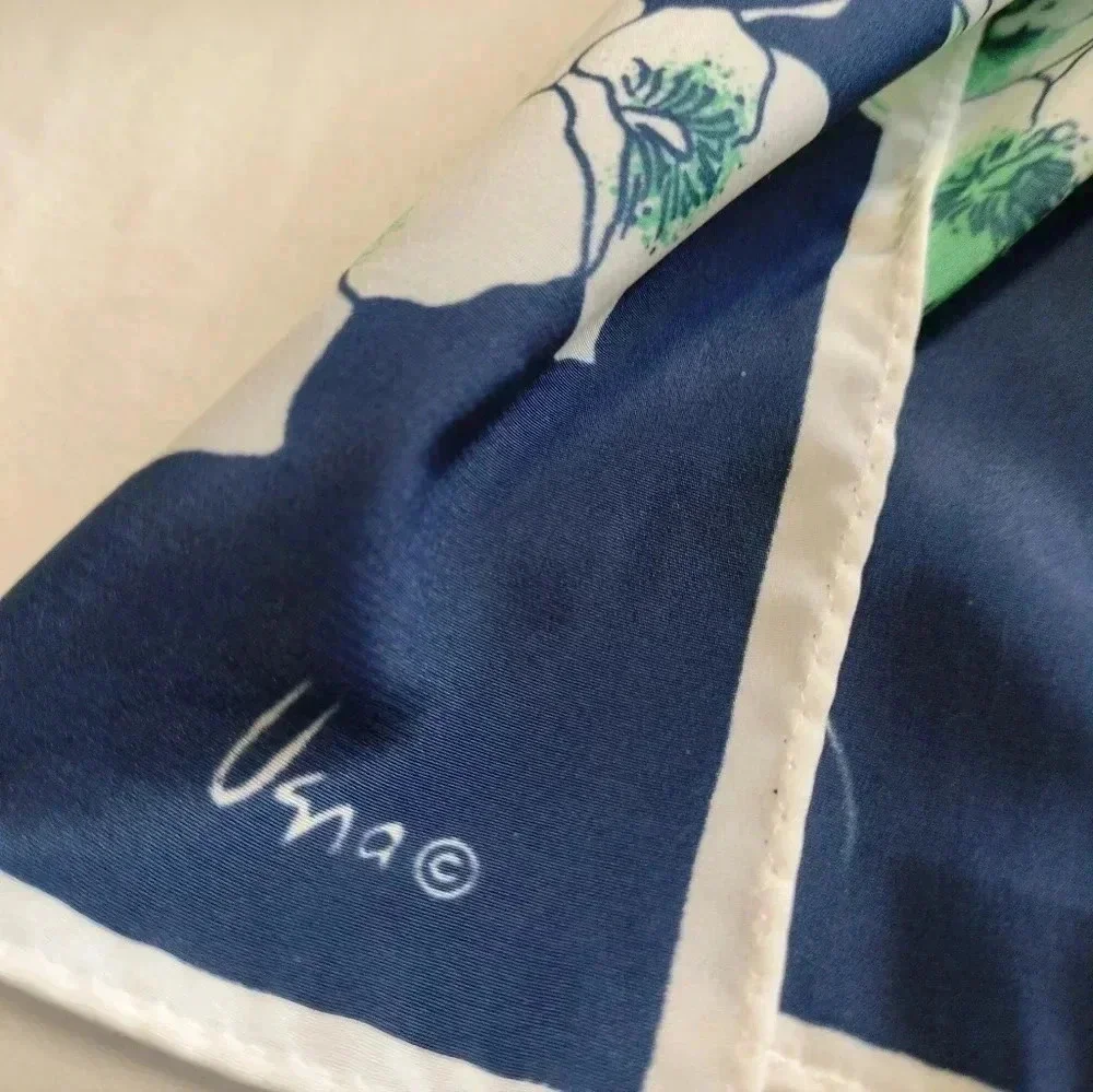Veresa Vera Blue Green Striped Floral Pattern Multifunctional Rectangle Scarf